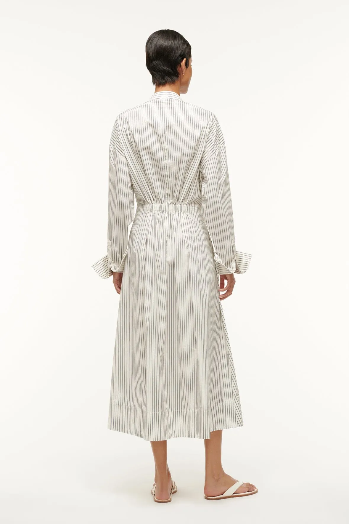 MIDI LORENZA DRESS | IVORY MICRO STRIPE sold by STAUD product image thumbnail 4
