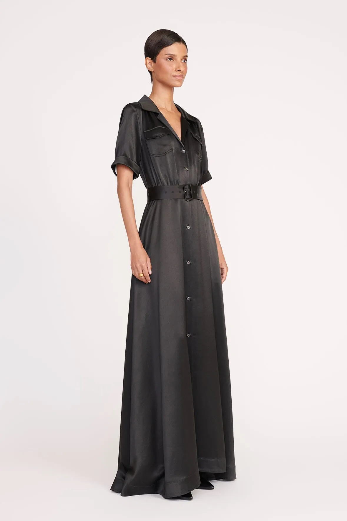 MILLIE DRESS | BLACK SATIN sold by STAUD product image thumbnail 3