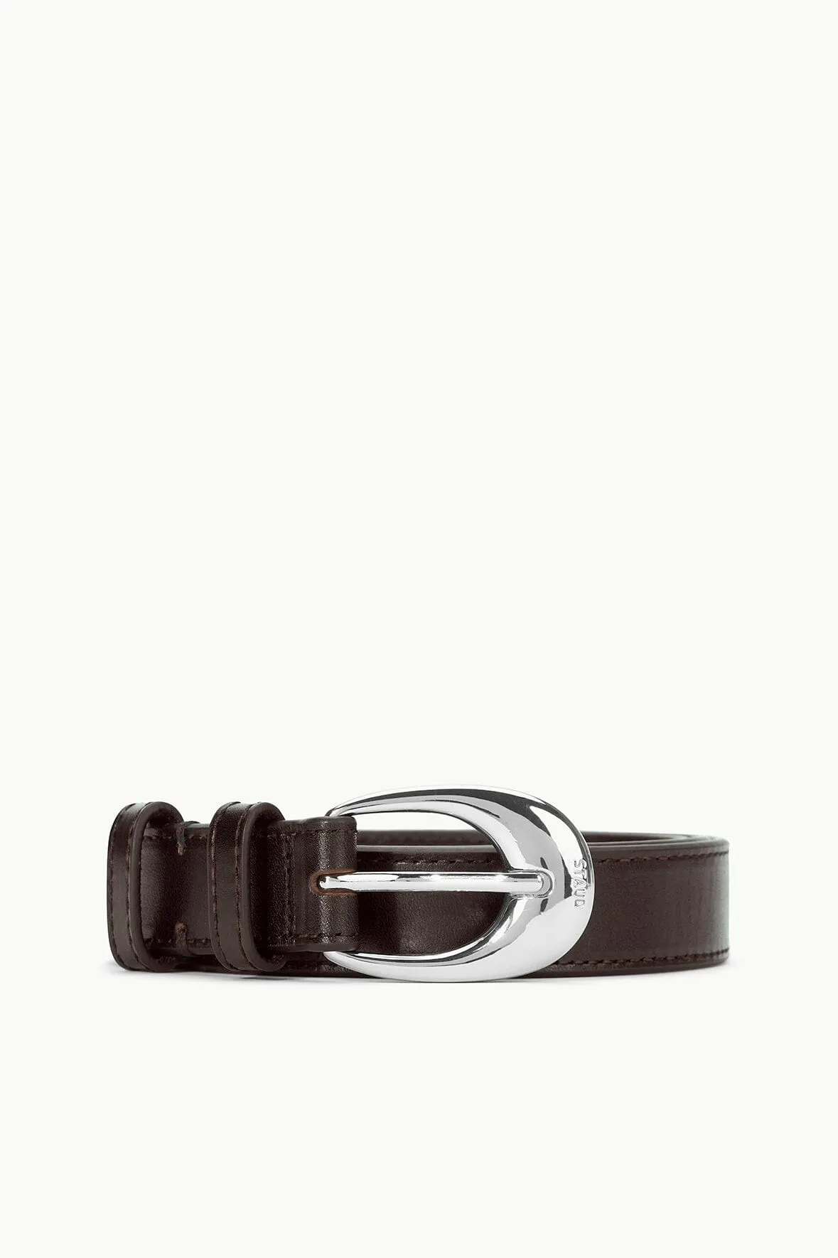 MOON BUCKLE BELT | MAHOGANY SILVER sold by STAUD
