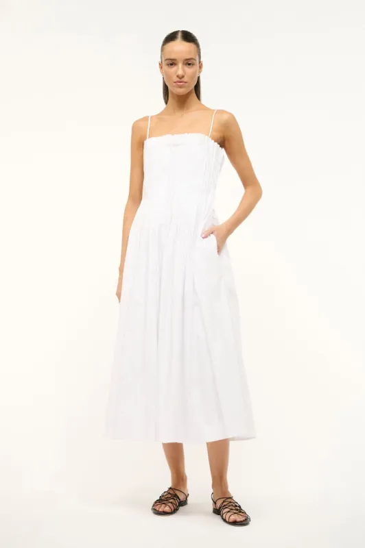 MIDI BELLA DRESS | WHITE sold by STAUD