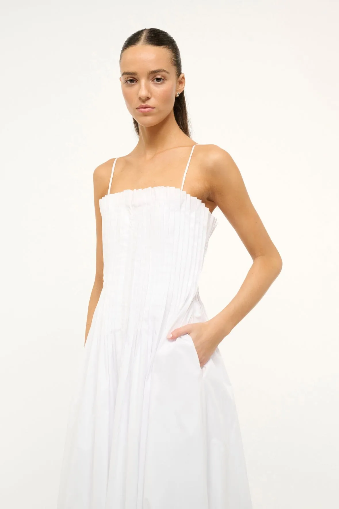 MIDI BELLA DRESS | WHITE sold by STAUD product image thumbnail 4