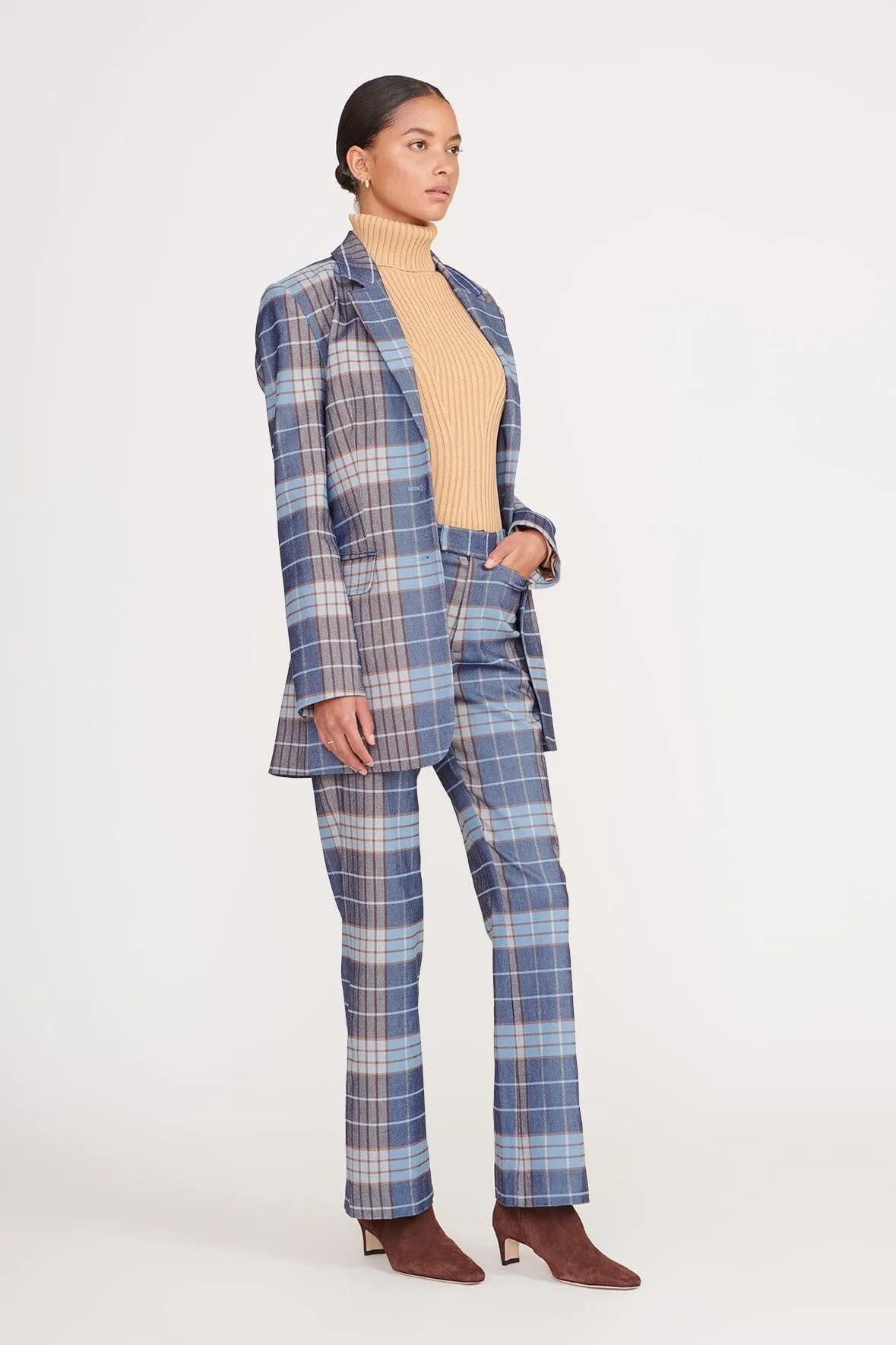 PIROUETTE PANT | FRENCH BLUE MEGA PLAID sold by STAUD product image thumbnail 2