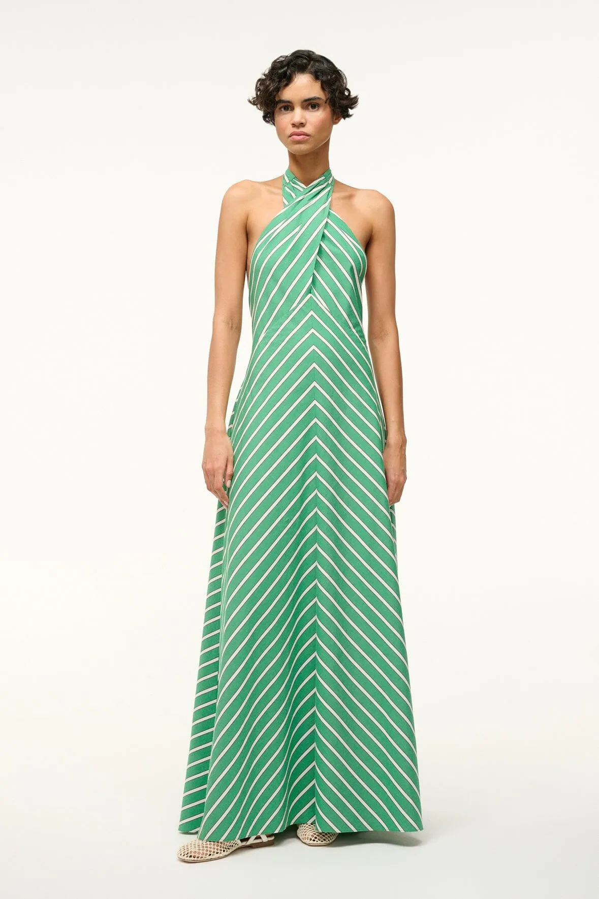 DAWN DRESS | SEAWEED STRIPE sold by STAUD