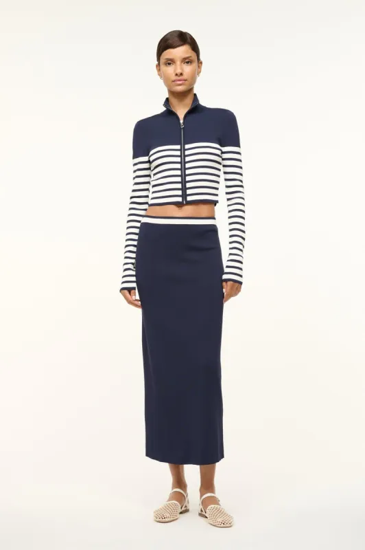 KARINA SKIRT | NAVY WHITE sold by STAUD