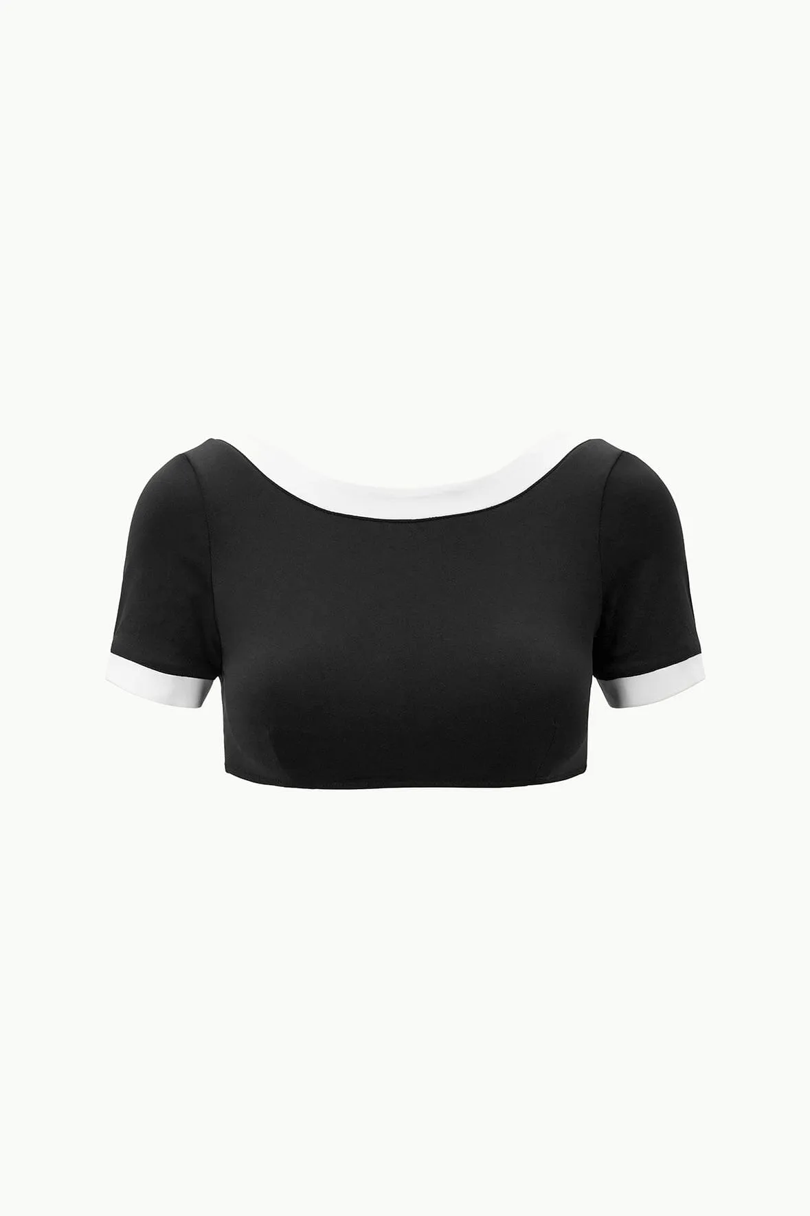 LILY SHORT SLEEVE BIKINI TOP | BLACK WHITE sold by STAUD product image thumbnail 5