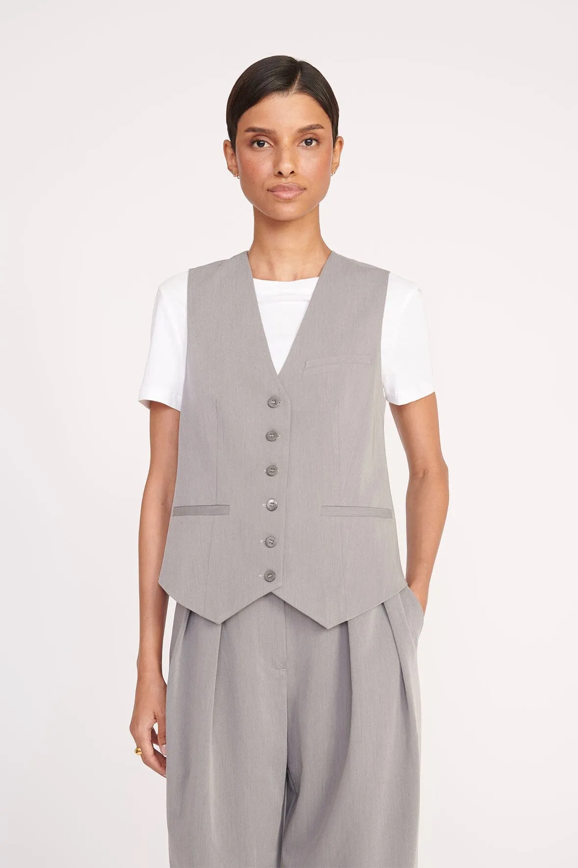 BRETT VEST | HEATHER GREY sold by STAUD