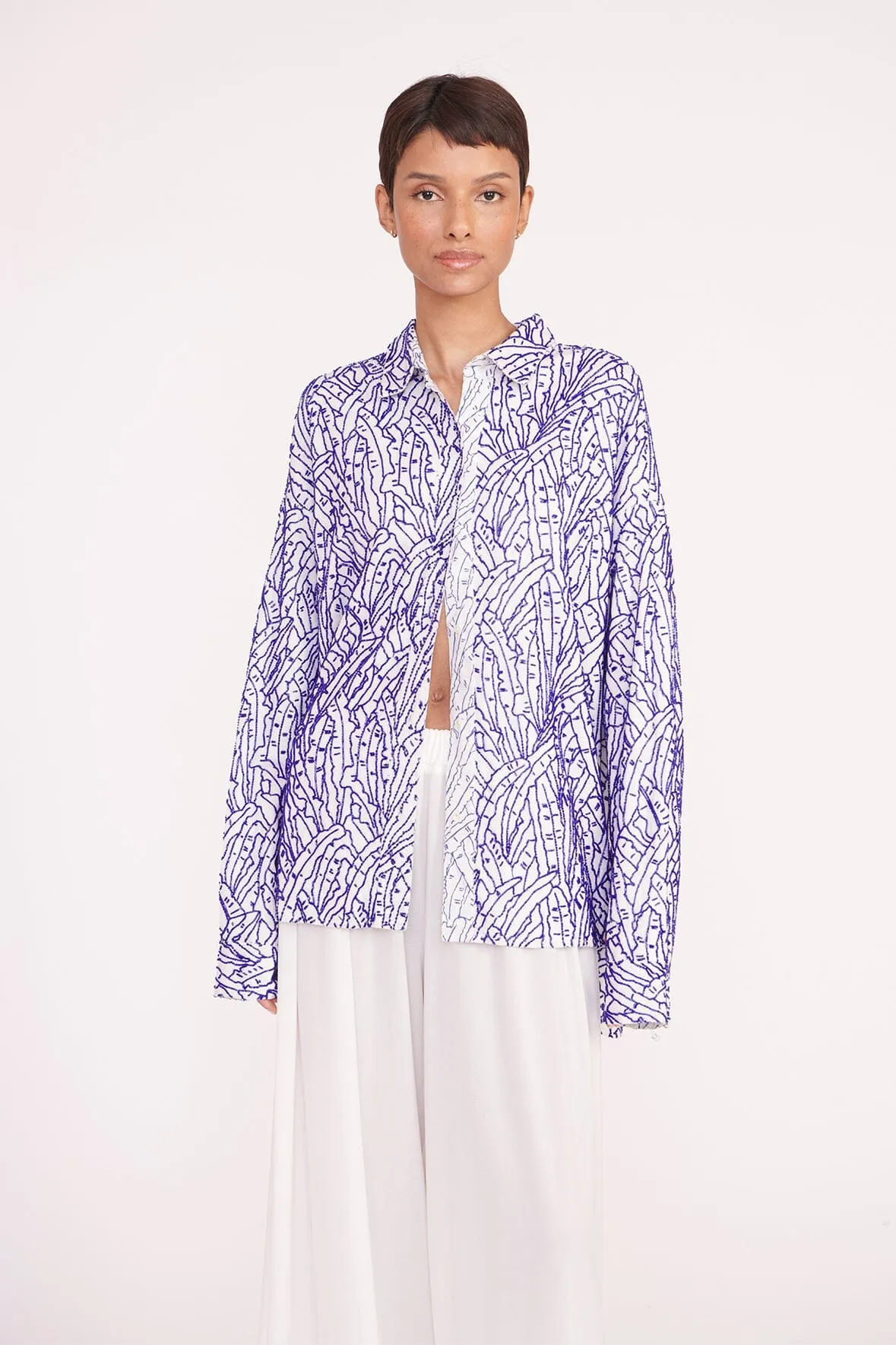 MELODY BEADED TOP | BLUE PALM sold by STAUD