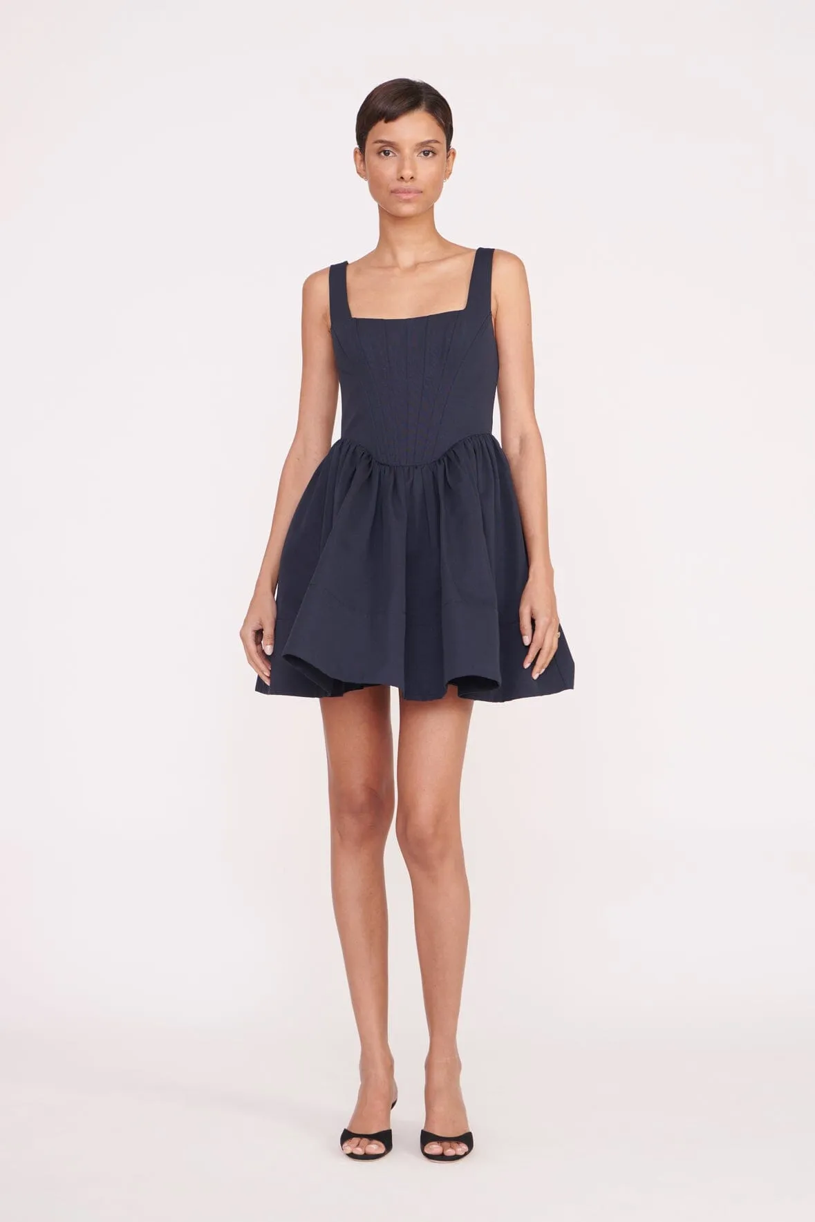 LANDSCAPE DRESS | NAVY sold by STAUD