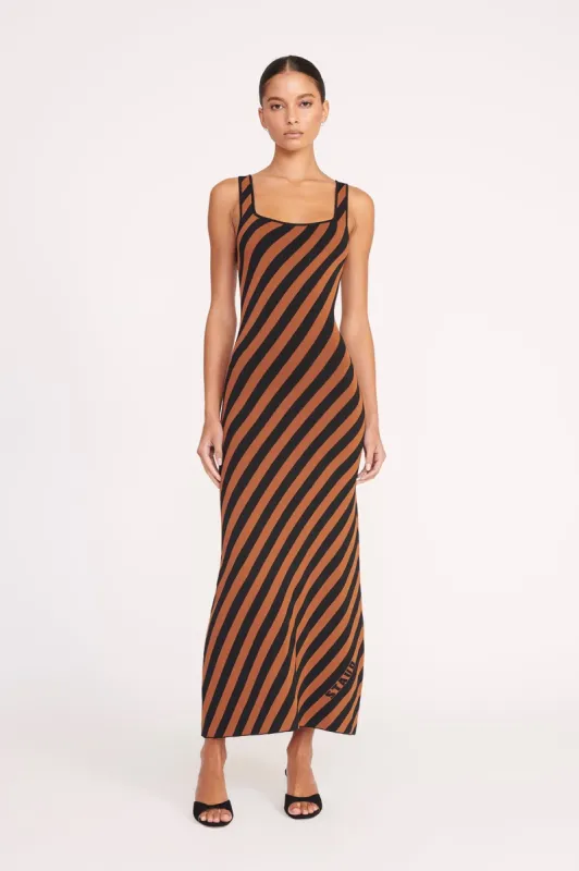 KATIE DRESS | BLACK TAN SEASHORE STRIPE sold by STAUD