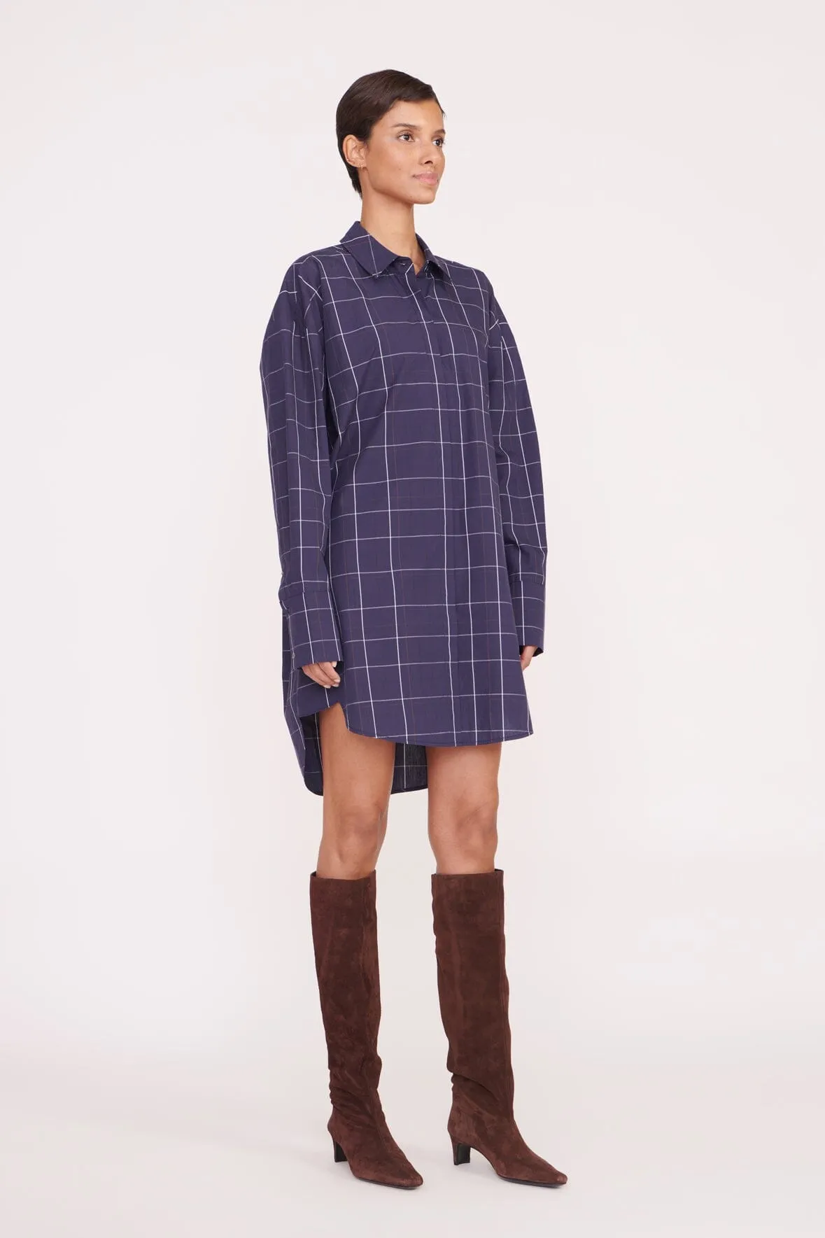 COLTON DRESS | NAVY PLAID sold by STAUD product image thumbnail 2