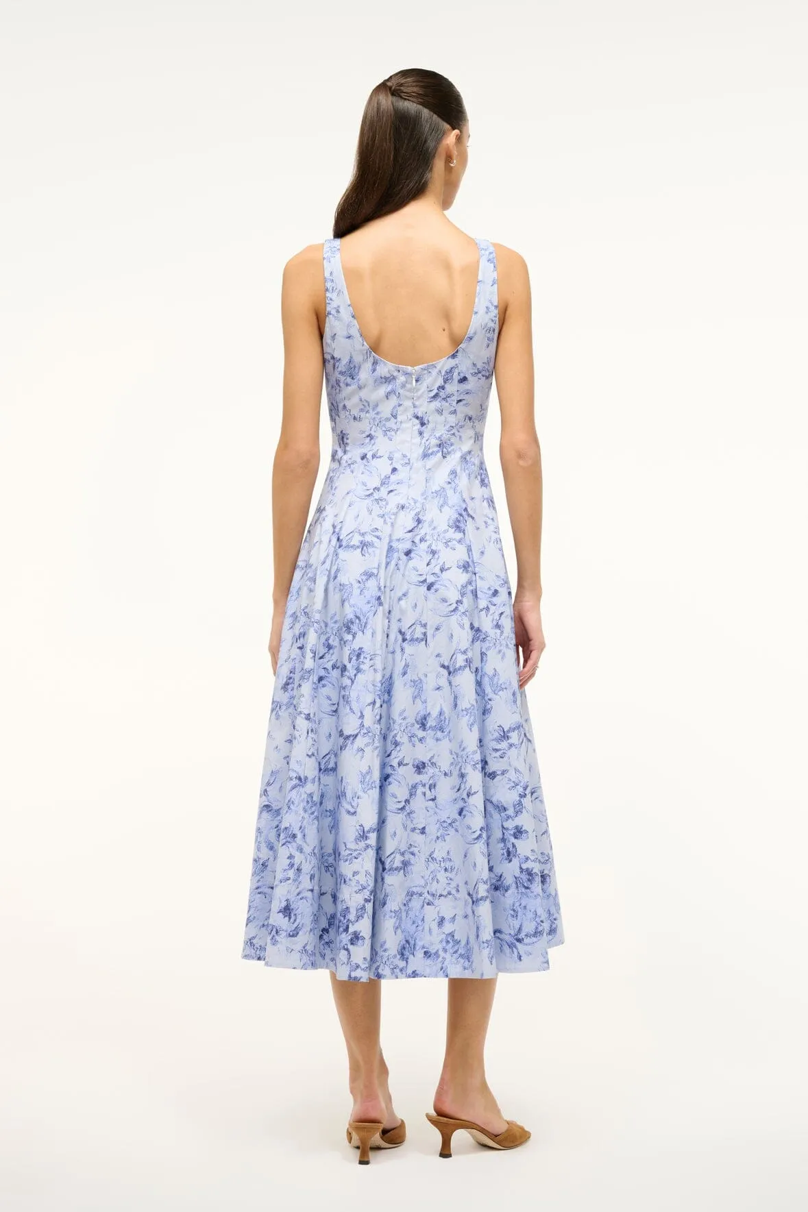WELLS DRESS | PERIWINKLE SKETCHBOOK FLORAL sold by STAUD product image thumbnail 4