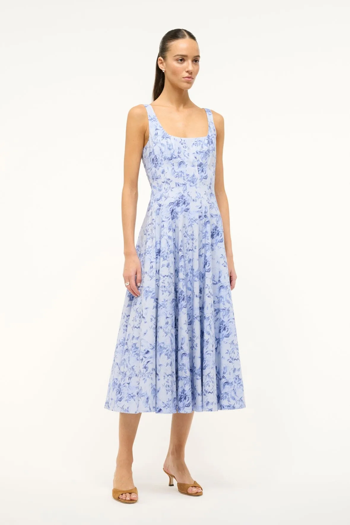 WELLS DRESS | PERIWINKLE SKETCHBOOK FLORAL sold by STAUD product image thumbnail 2