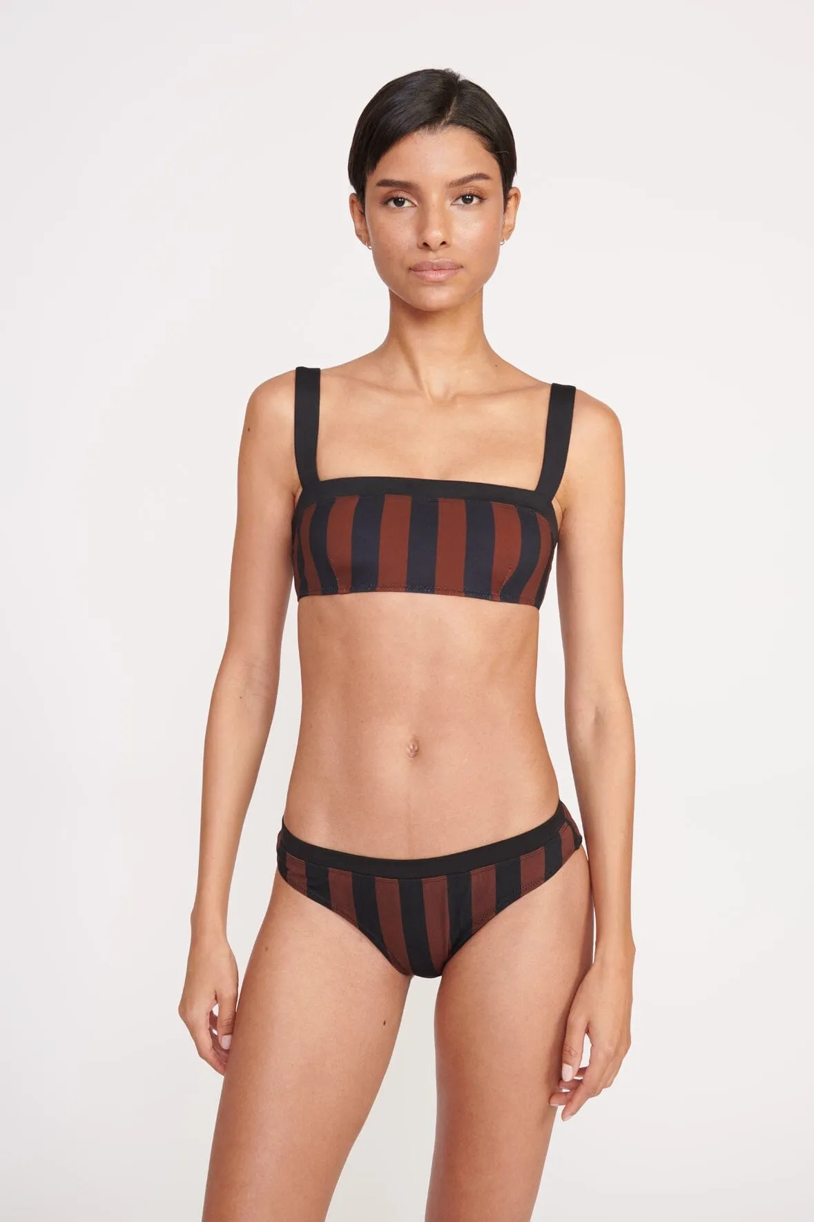 LIV BIKINI TOP | BLACK TAN SEASHORE STRIPE sold by STAUD