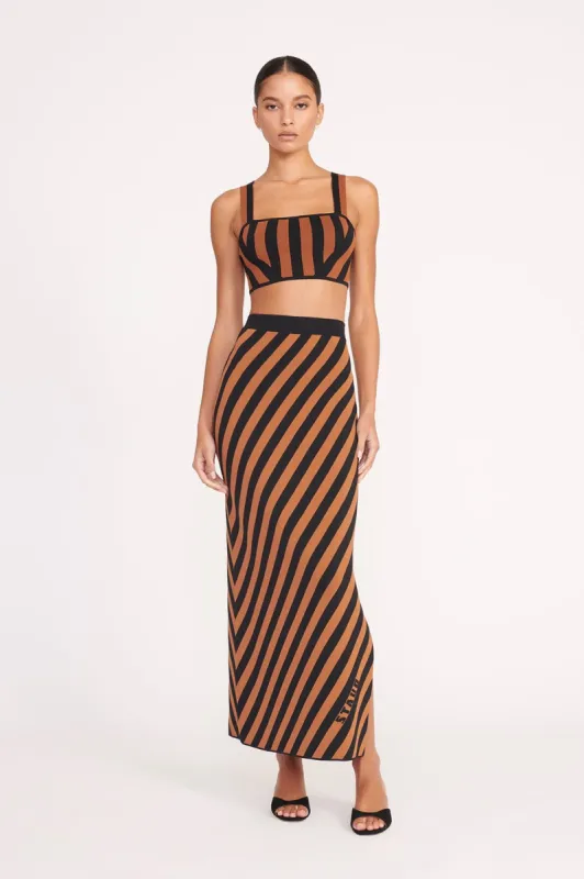 GIOVANNI SKIRT | BLACK TAN SEASHORE STRIPE sold by STAUD