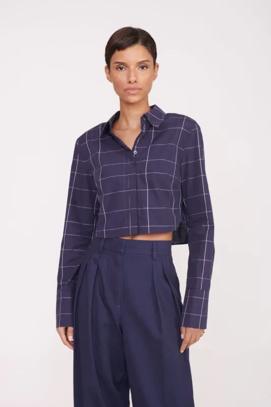 SENECA TOP | NAVY PLAID sold by STAUD