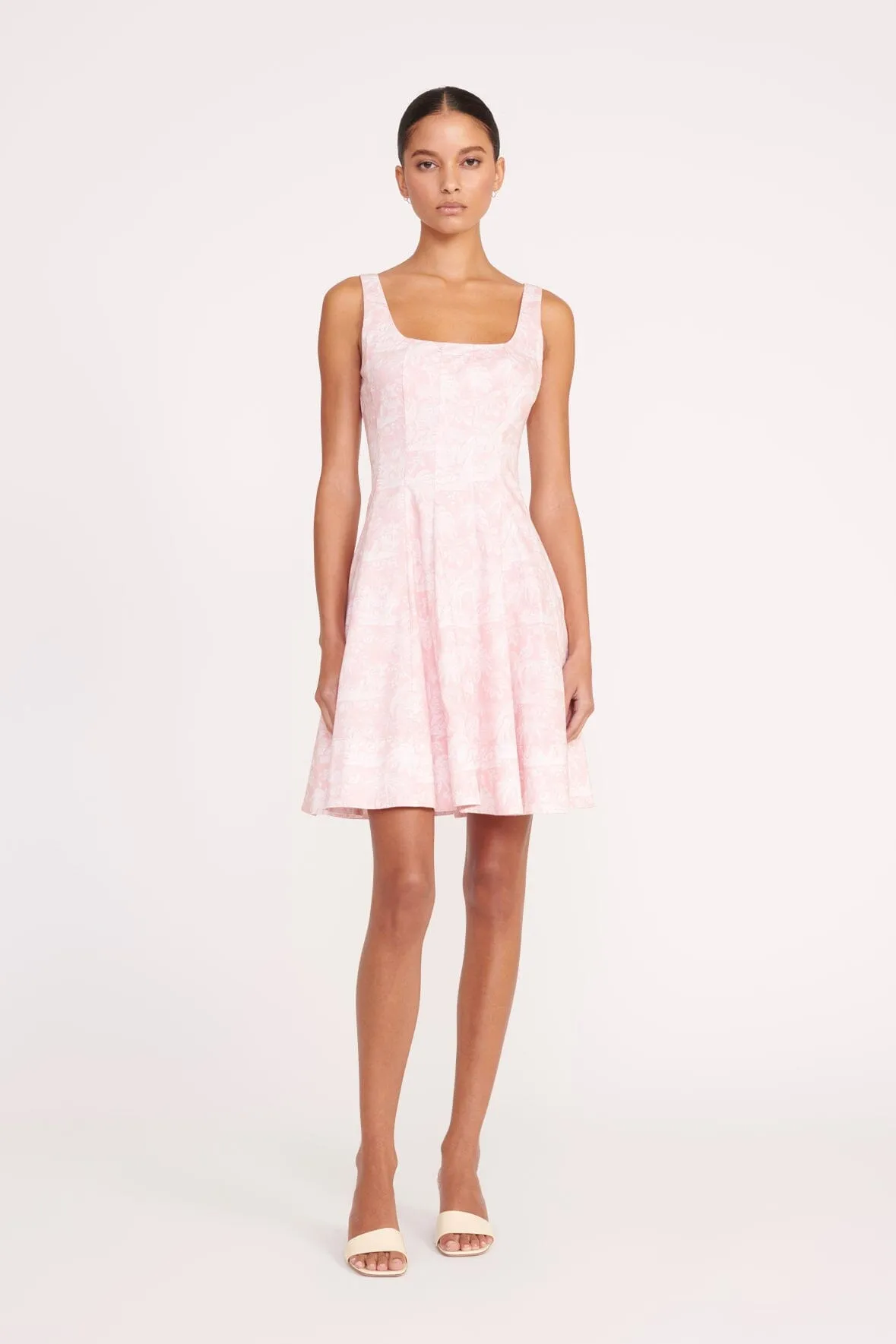 MINI WELLS DRESS | CHERRY BLOSSOM IVORY TOILE sold by STAUD