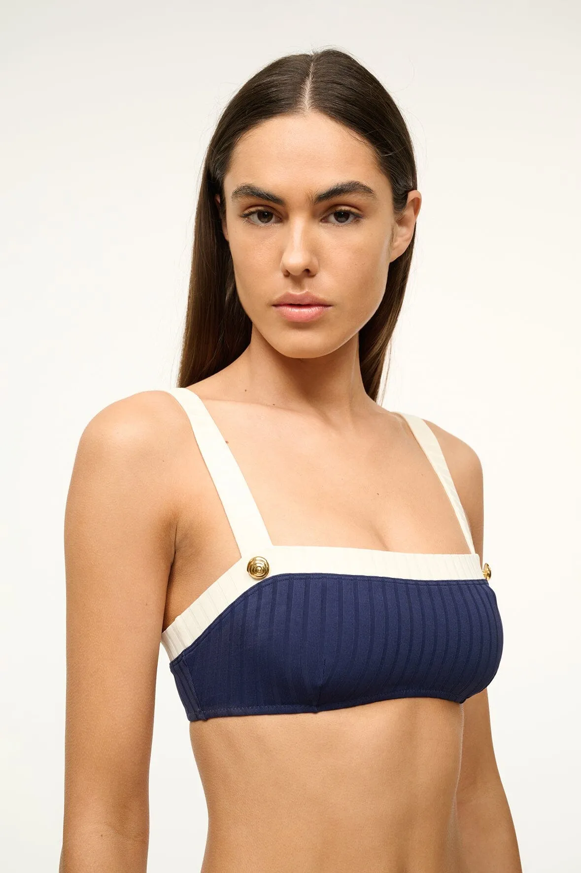 LIV BIKINI TOP | NAVY IVORY sold by STAUD product image thumbnail 3