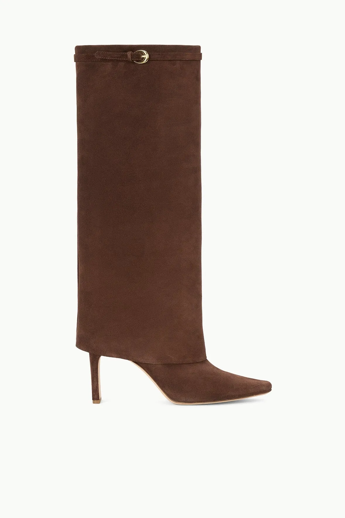 WALLY FOLDOVER HIGH HEEL BOOT | MAHOGANY SUEDE sold by STAUD