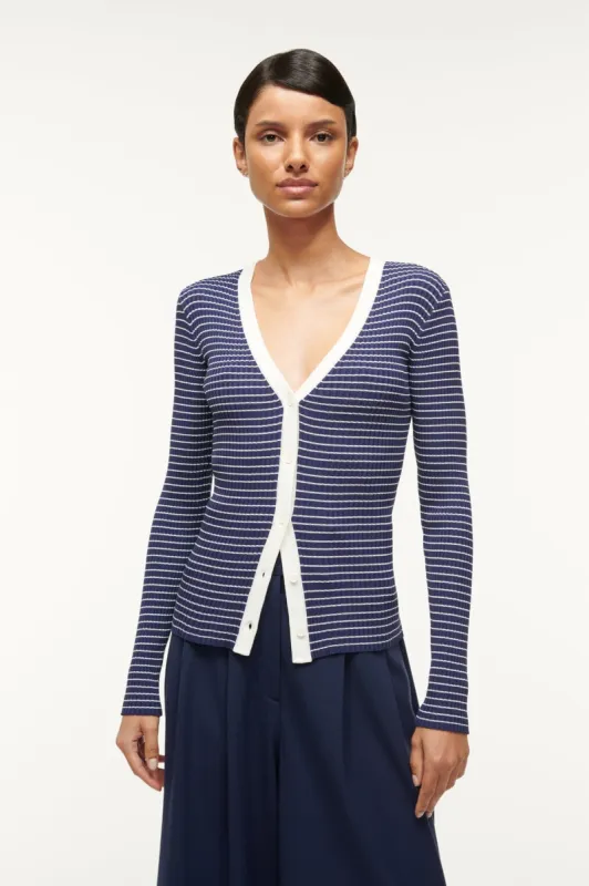 CARGO SWEATER | NAVY MICRO STRIPE sold by STAUD
