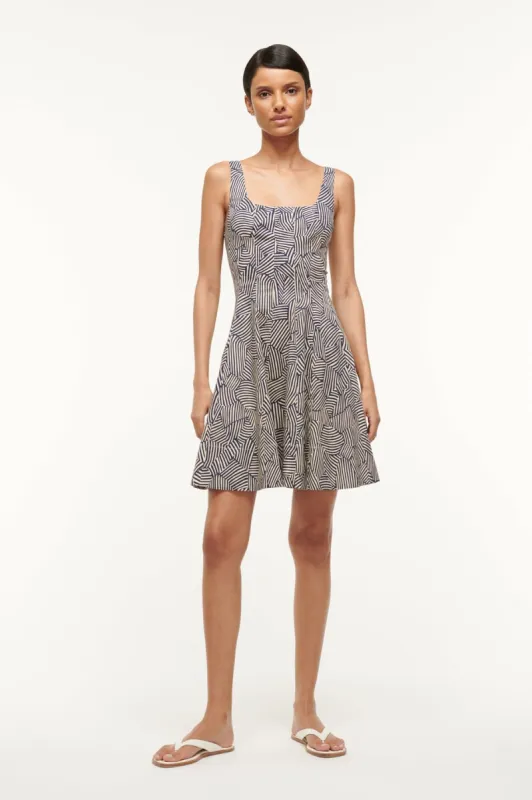 MINI WELLS DRESS | NAVY MOSAIC sold by STAUD
