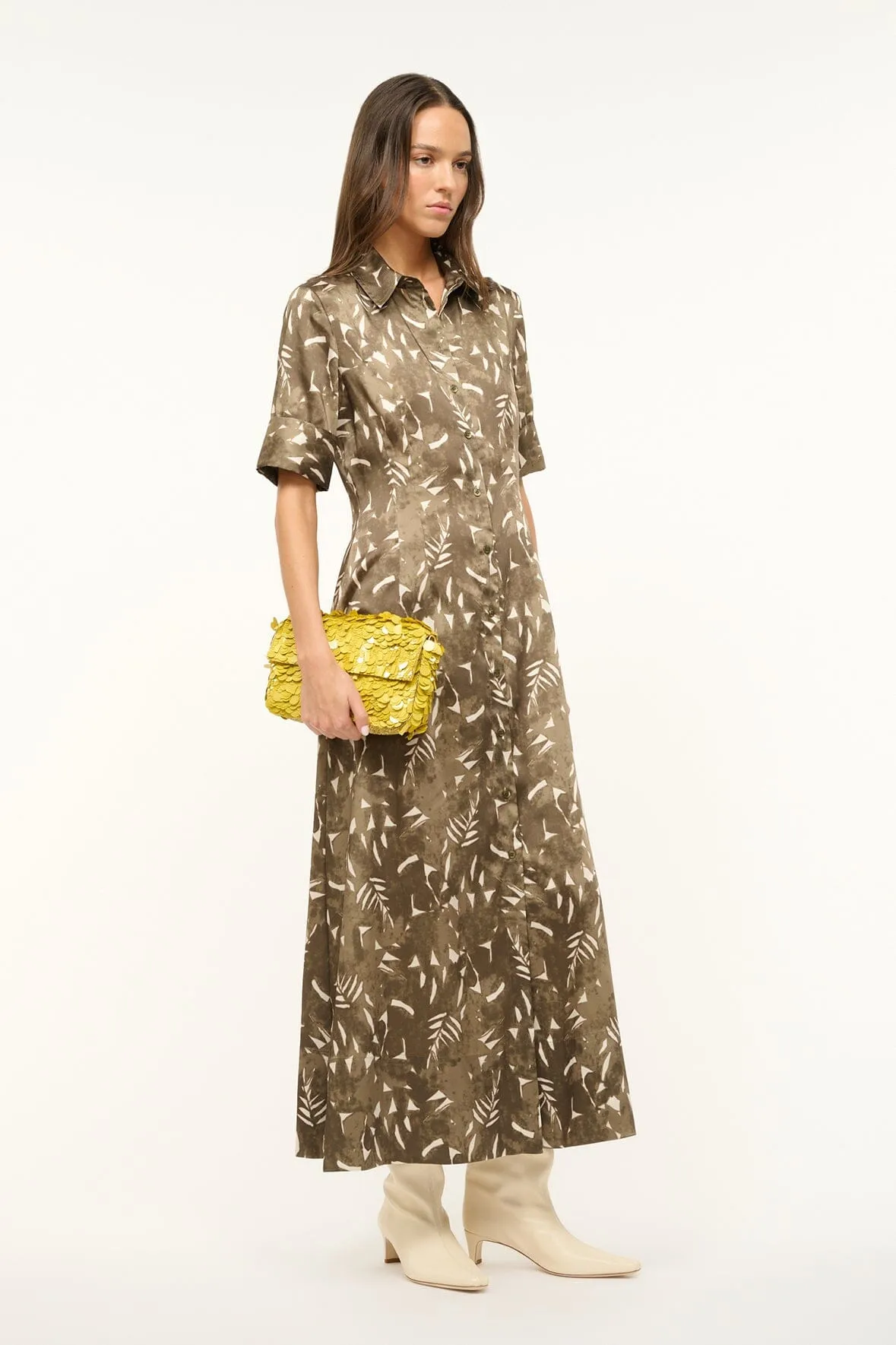 JOAN MAXI DRESS | SERGEANT GREEN PAINTED PALM sold by STAUD product image thumbnail 4