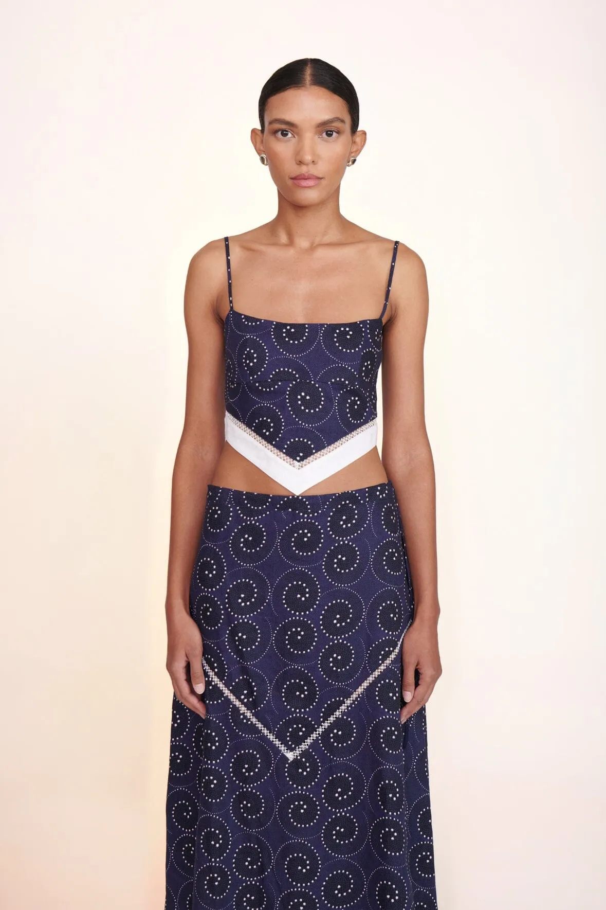 KATHLEEN SKIRT | NAVY WHIRLPOOL WHITE sold by STAUD product image thumbnail 4