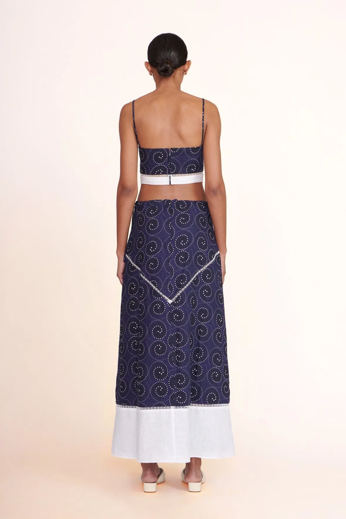 KATHLEEN SKIRT | NAVY WHIRLPOOL WHITE sold by STAUD product image thumbnail 3