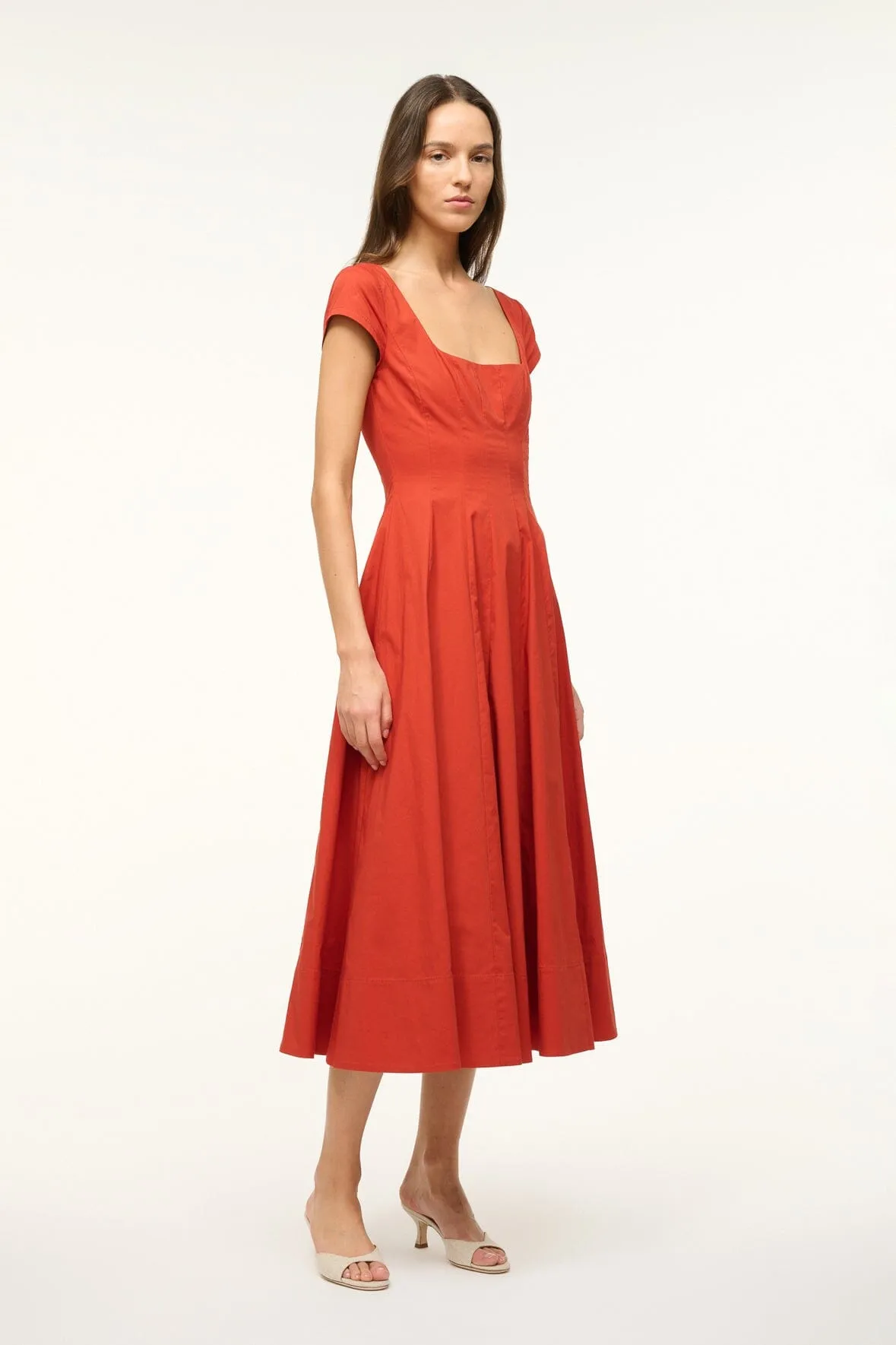 SHORT SLEEVE WELLS DRESS | RUST sold by STAUD product image thumbnail 2