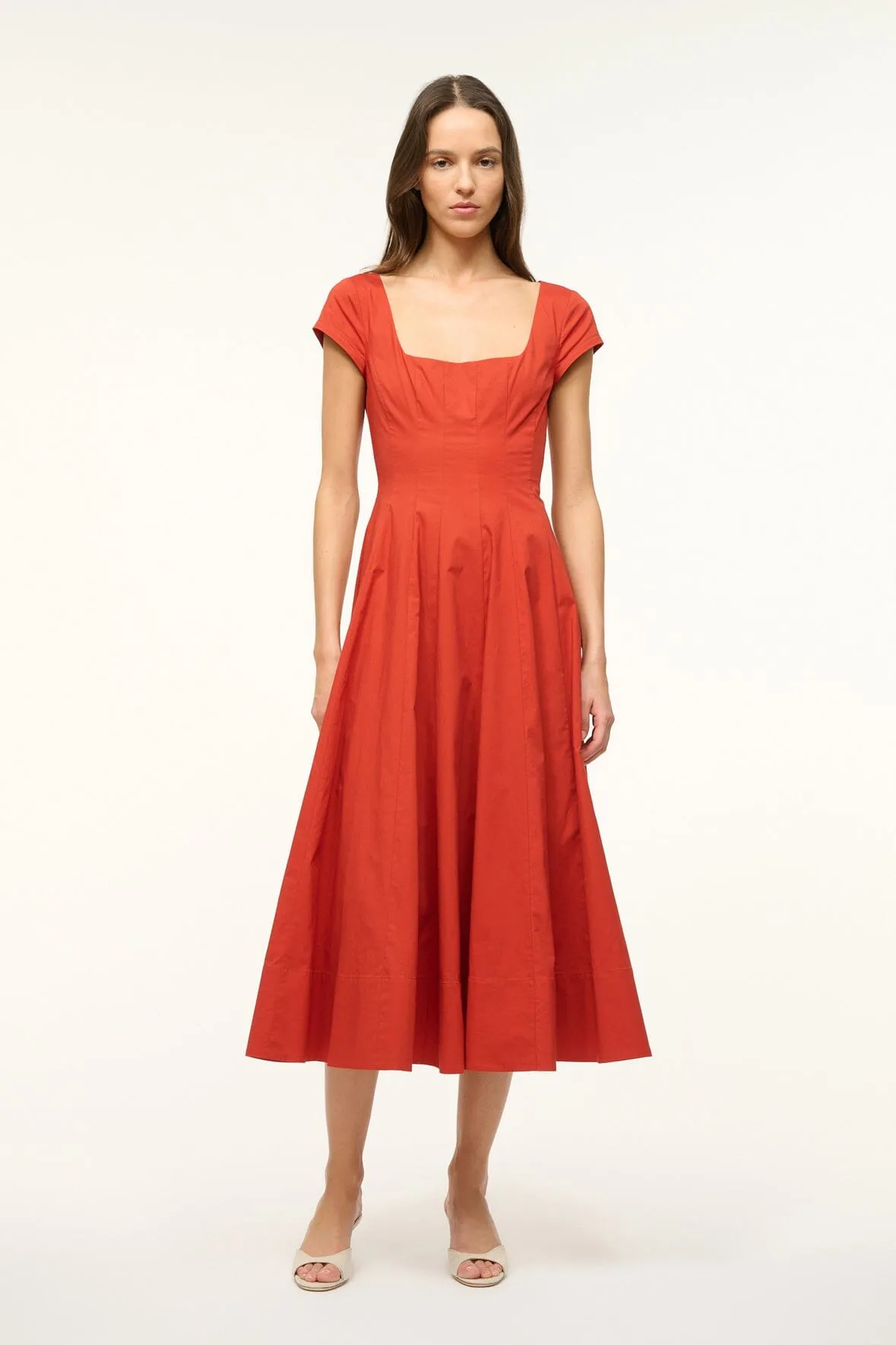 SHORT SLEEVE WELLS DRESS | RUST sold by STAUD