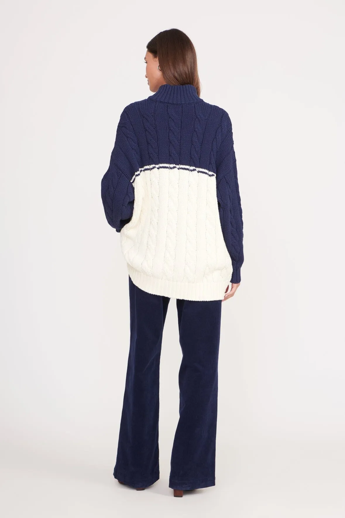HAMPTON SWEATER | NAVY IVORY sold by STAUD product image thumbnail 4