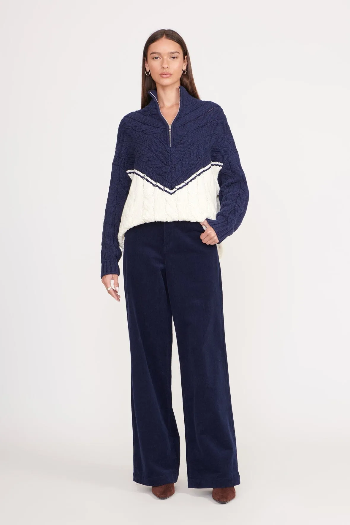 HAMPTON SWEATER | NAVY IVORY sold by STAUD product image thumbnail 5