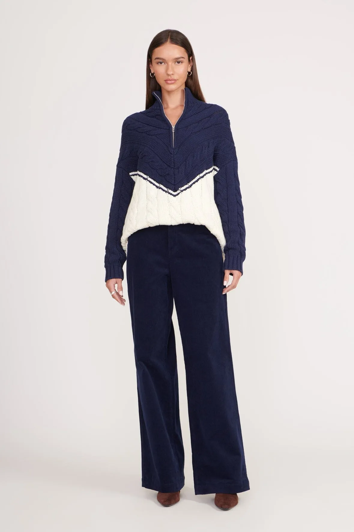 HAMPTON SWEATER | NAVY IVORY sold by STAUD product image thumbnail 2