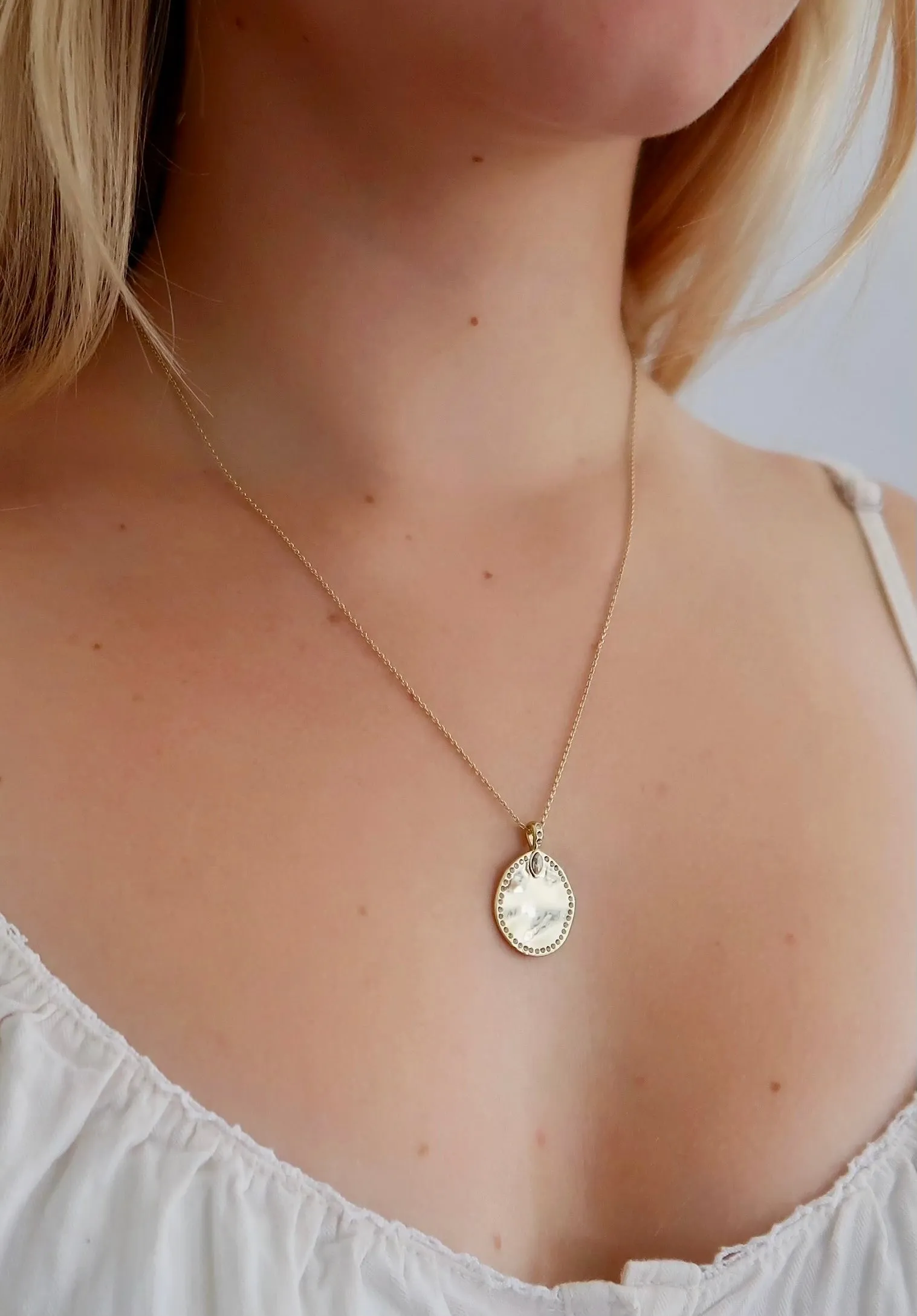 Hammered Metal and Pave Charm Necklace sold by Stella & Dot product image thumbnail 2