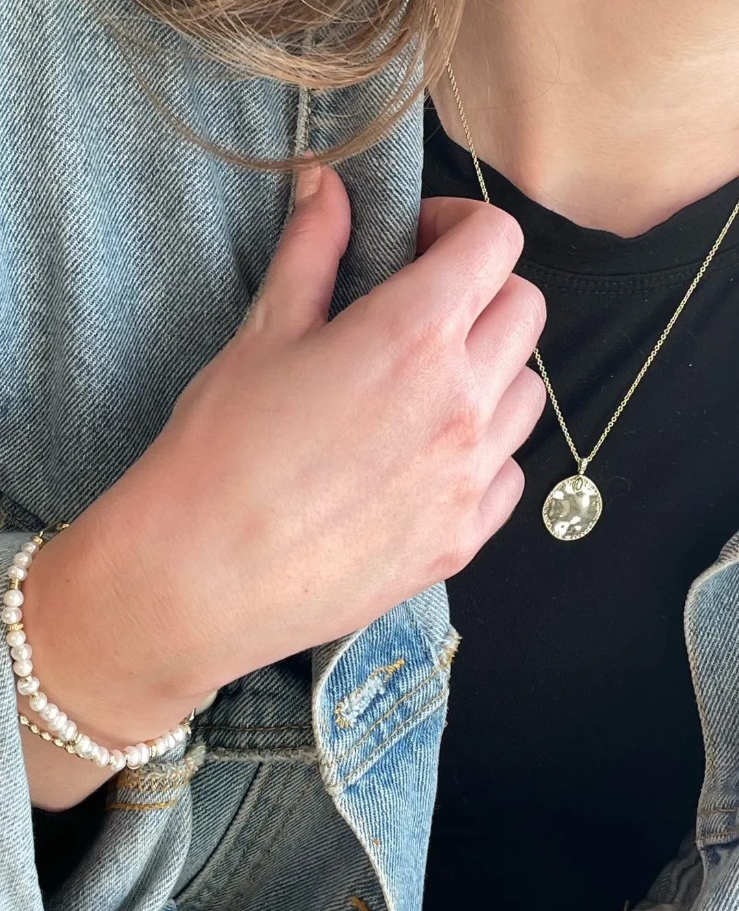 Hammered Metal and Pave Charm Necklace sold by Stella & Dot product image thumbnail 3