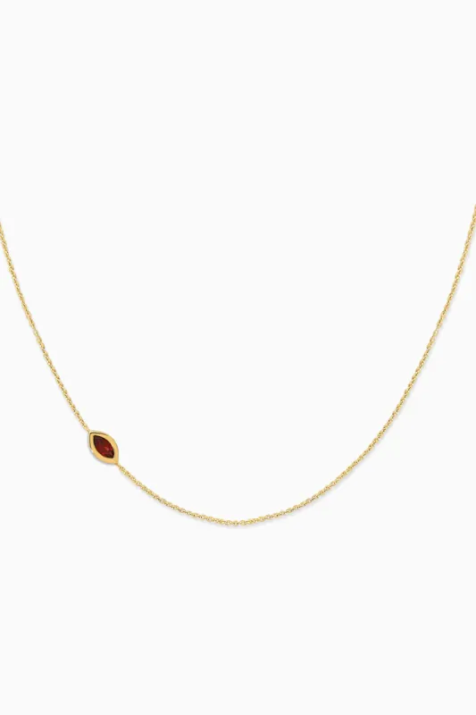 Covet 10kt Gold & Gemstone Off Center Birthstone Marquis Necklace sold by Stella & Dot