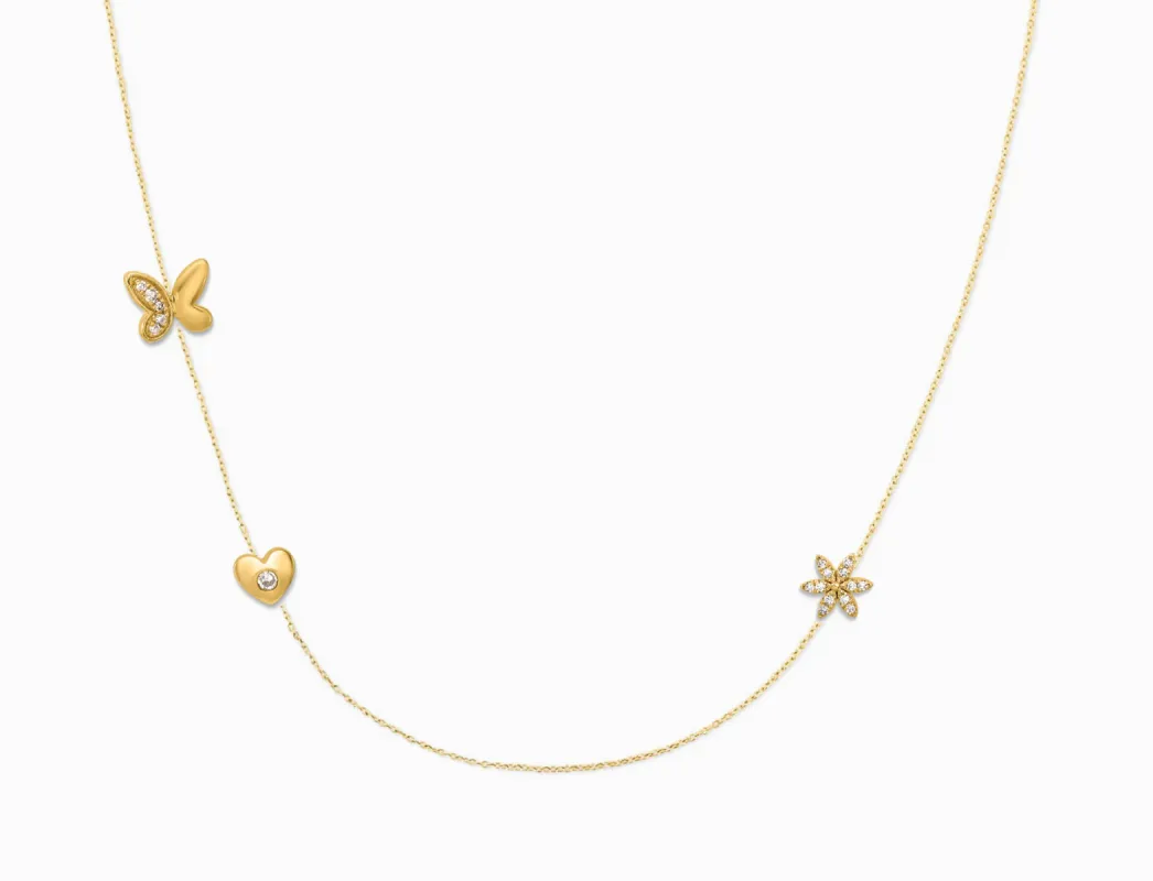 Covet 10kt Gold & Diamond Custom 3-Charm Necklace sold by Stella & Dot