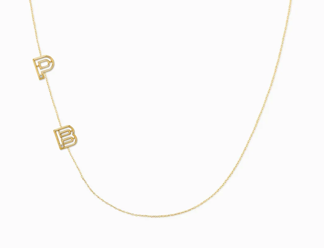 Covet 10kt Gold & Diamond Custom Off Center 2-Letter Necklace sold by Stella & Dot