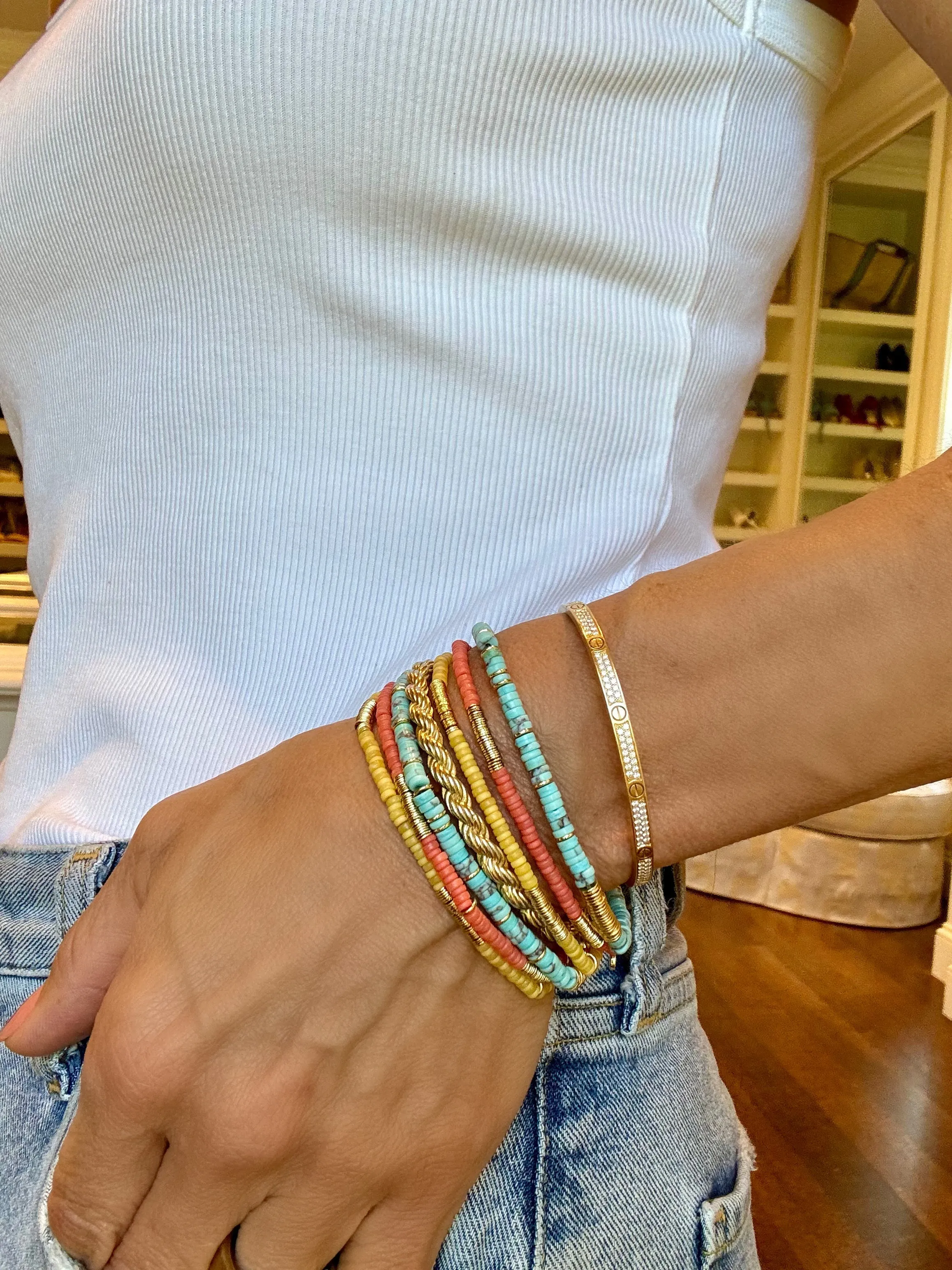 Boho Beaded Stretch Bracelet | Lapis + Gold sold by Stella & Dot product image thumbnail 3