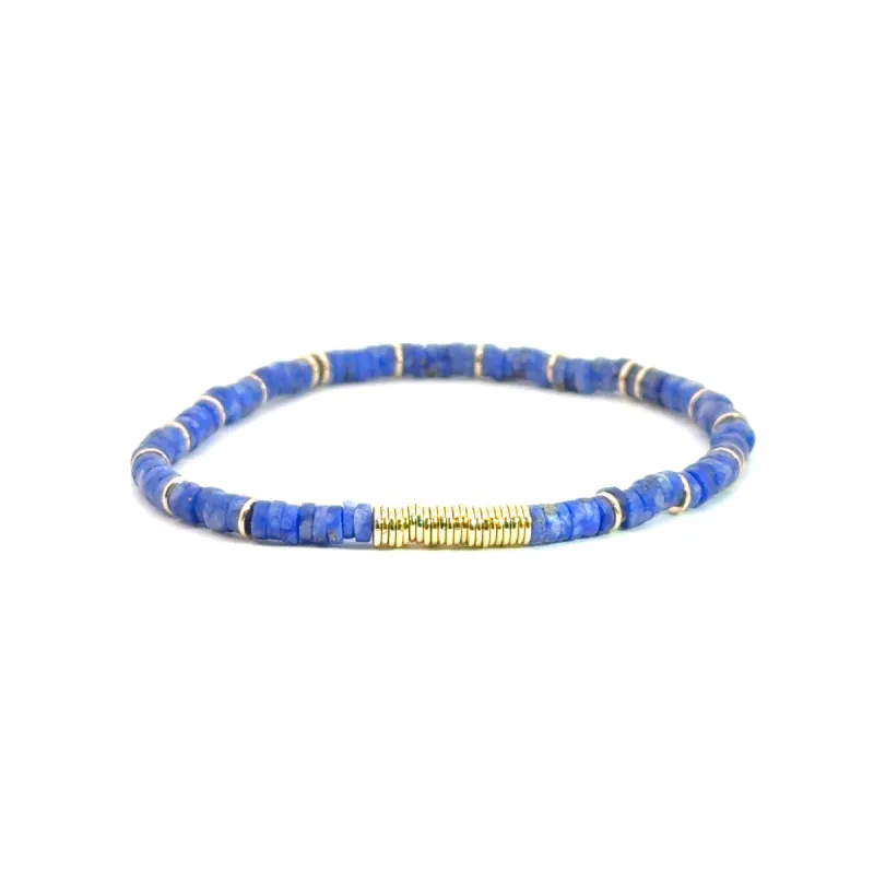 Boho Beaded Stretch Bracelet | Lapis + Gold sold by Stella & Dot