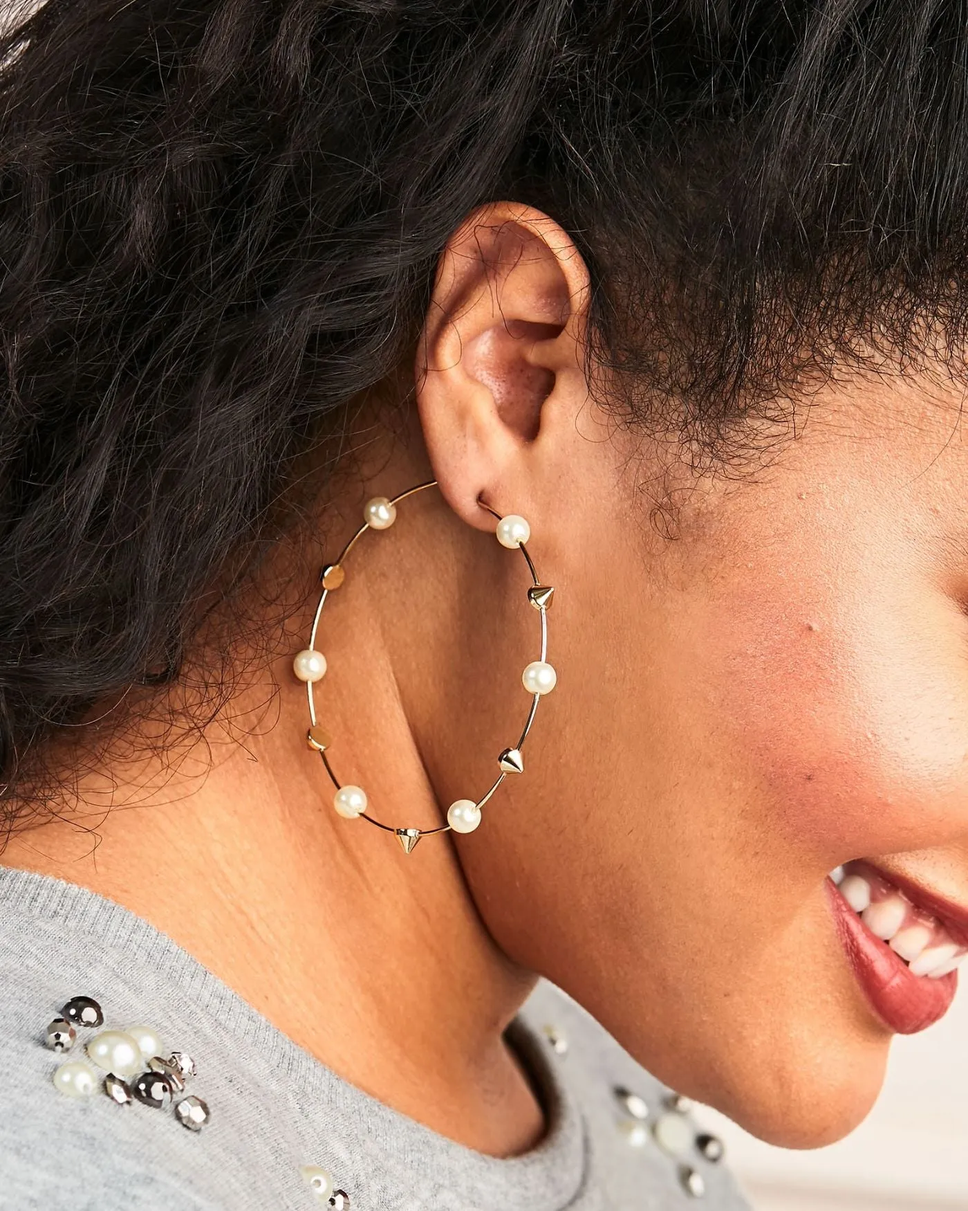 Madison Pearl and Stud Statement Hoops sold by Stella & Dot product image thumbnail 4