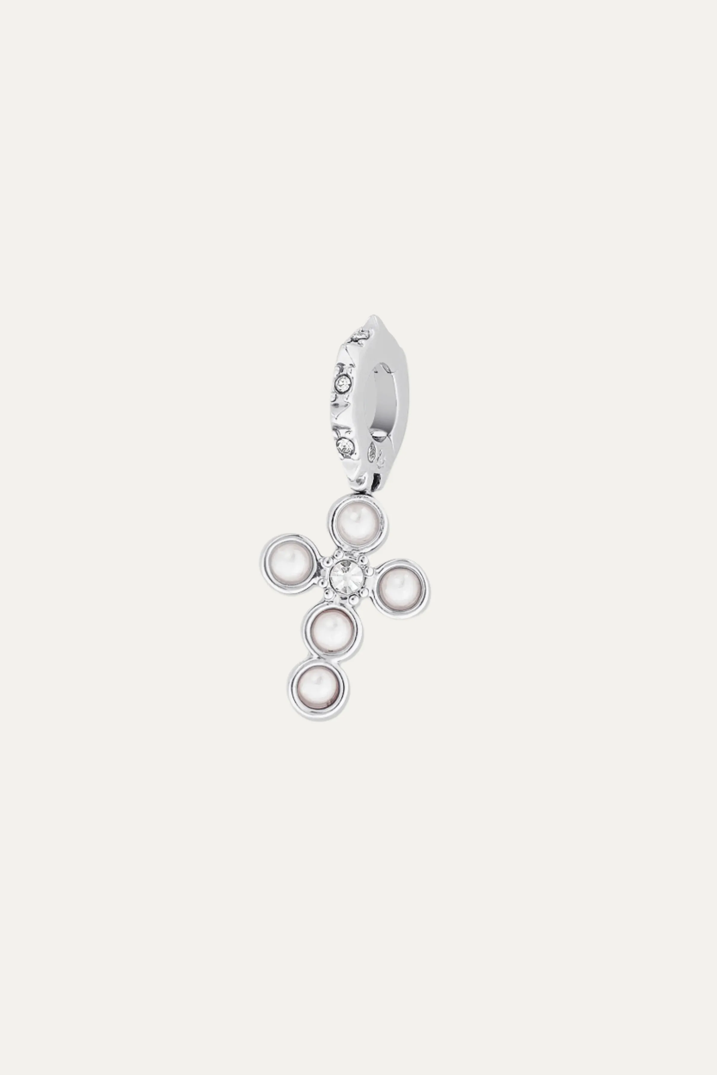Tatum Pearl Cross Charm Silver sold by Stella & Dot