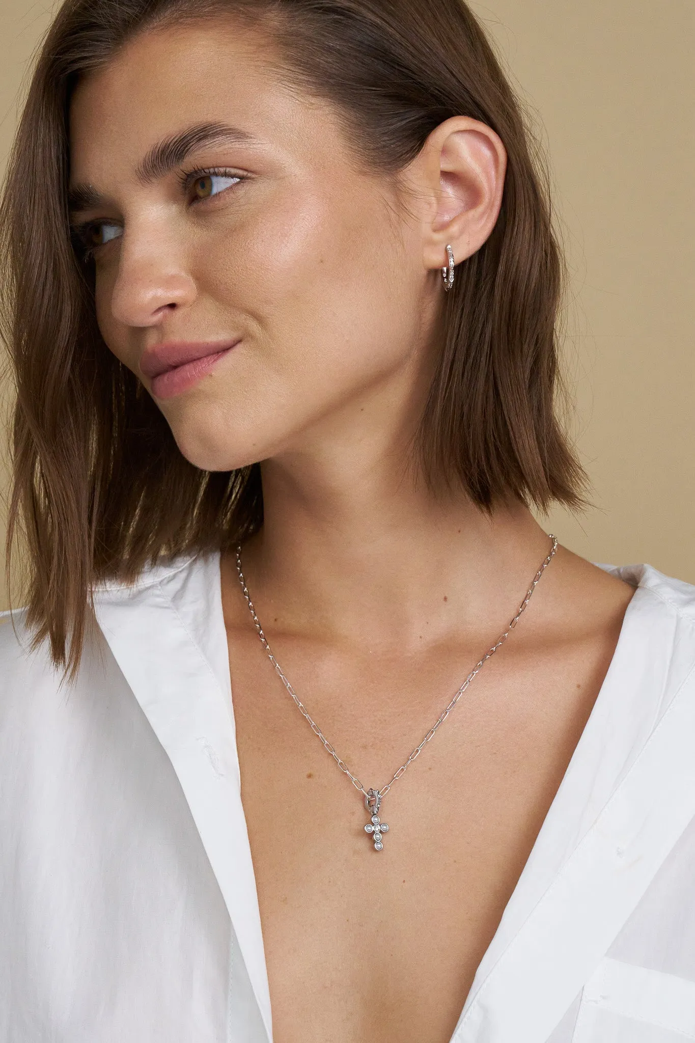 Tatum Pearl Cross Charm Silver sold by Stella & Dot product image thumbnail 3