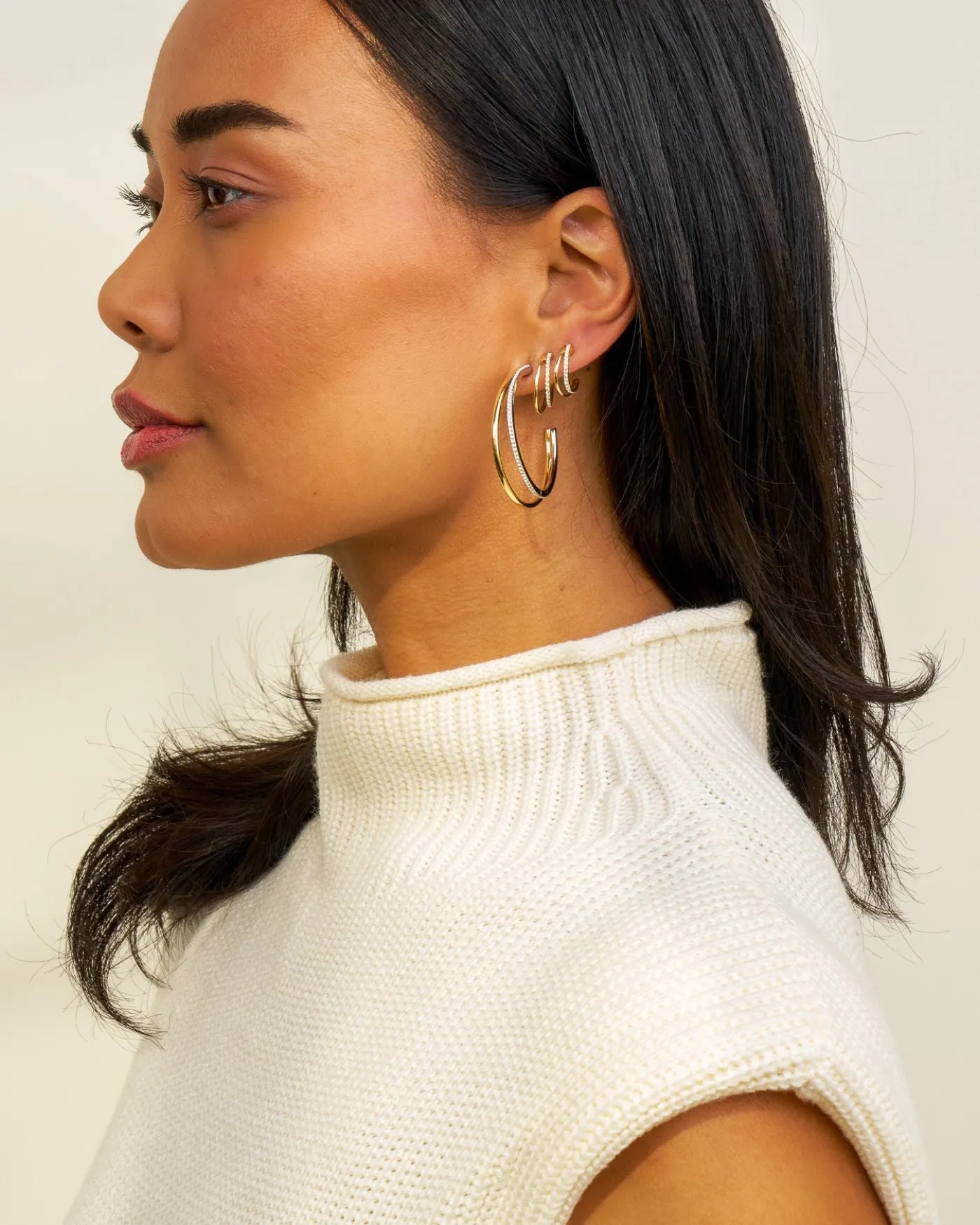 Julie Double Mixed Metal Hoop Earrings sold by Stella & Dot product image thumbnail 4