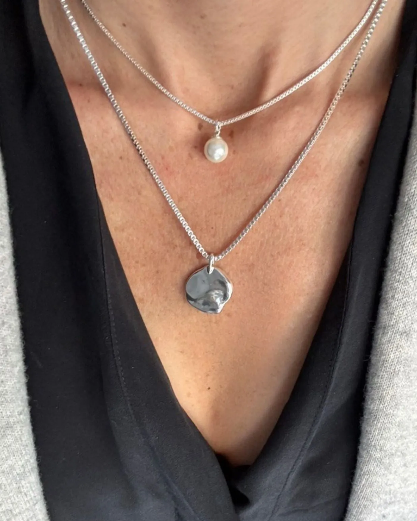 Gaia Pearl Layering Necklace | Silver sold by Stella & Dot product image thumbnail 2