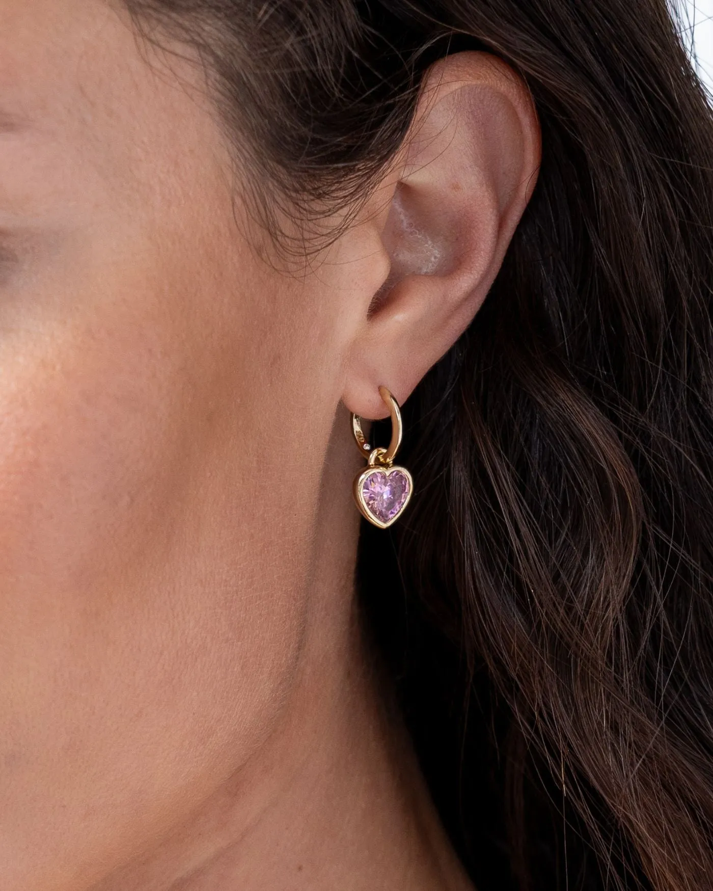 Bezel Heart Huggie Earrings sold by Stella & Dot product image thumbnail 2