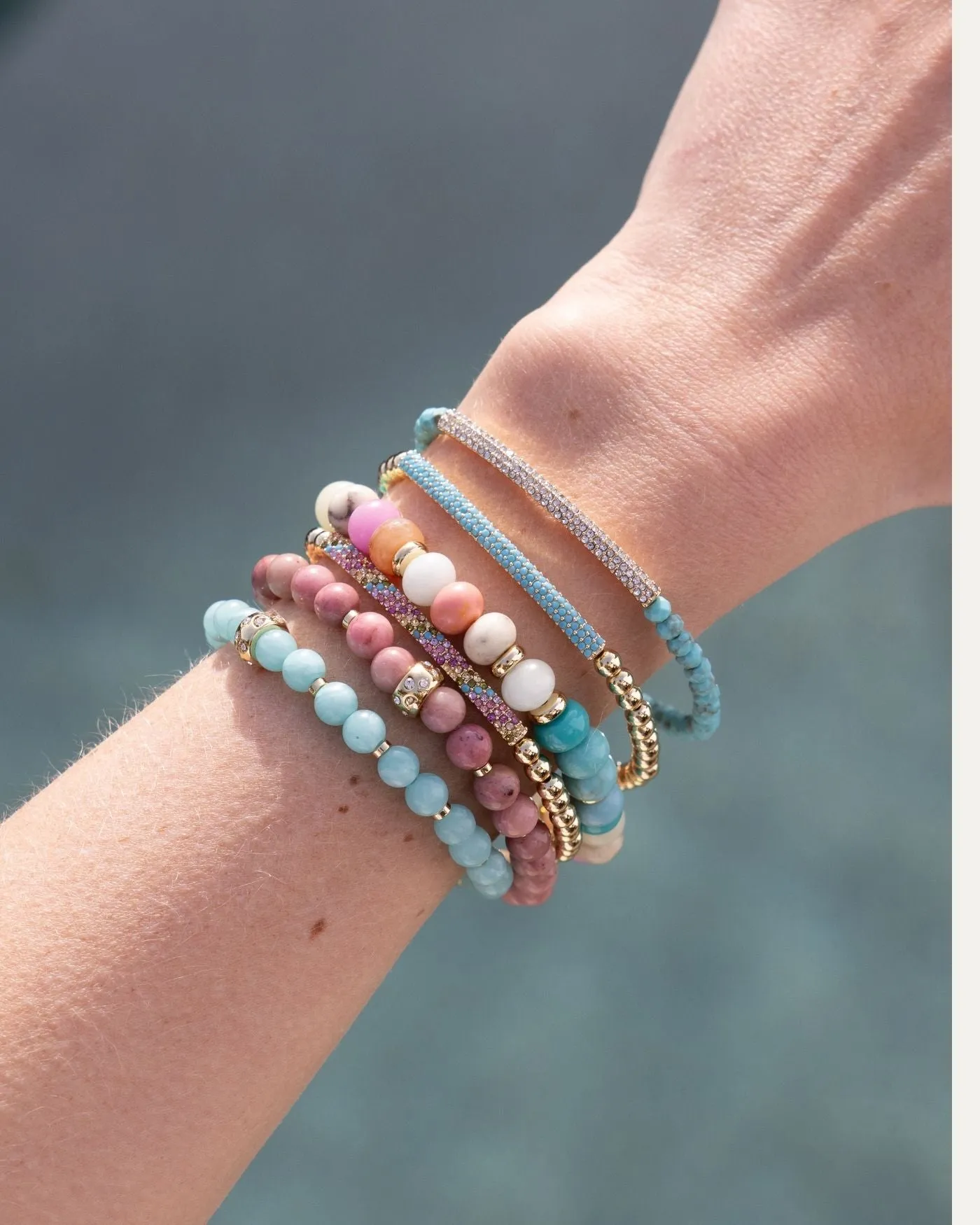 Tribute Beaded Stretch Bracelet | Turquoise Gemstone Beads sold by Stella & Dot product image thumbnail 4