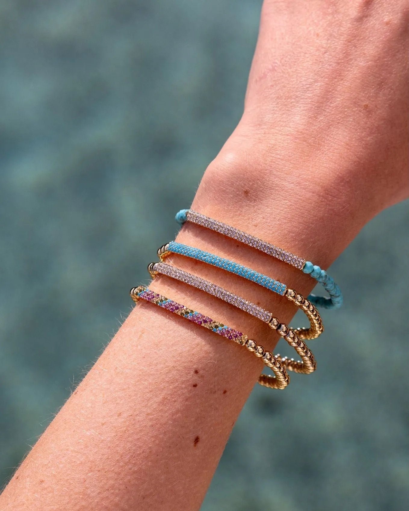 Tribute Beaded Stretch Bracelet | Turquoise Gemstone Beads sold by Stella & Dot product image thumbnail 3