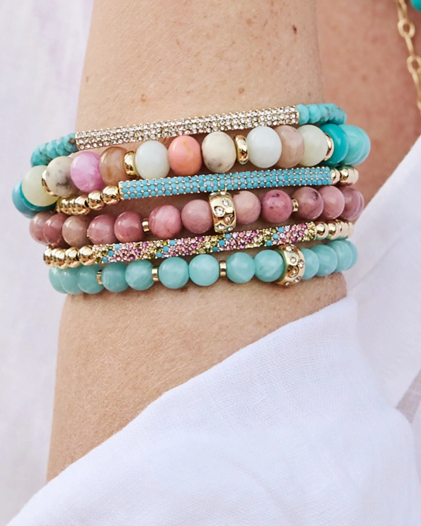 Tribute Beaded Stretch Bracelet | Turquoise Gemstone Beads sold by Stella & Dot product image thumbnail 2