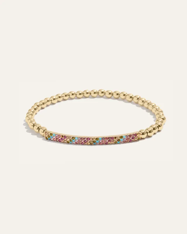 Tribute Beaded Stretch Bracelet | Gold with Rainbow Pavé sold by Stella & Dot