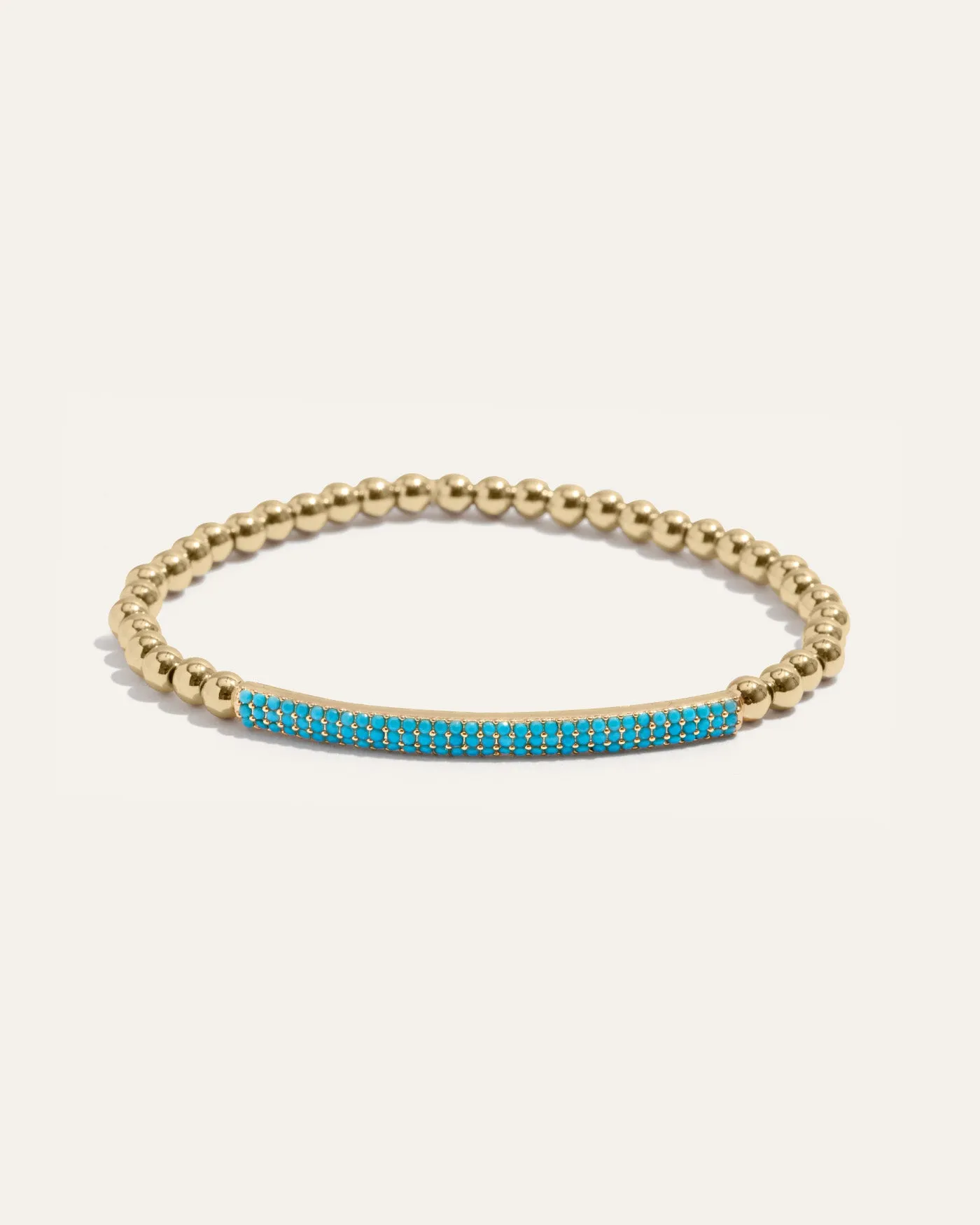 Tribute Beaded Stretch Bracelet | Gold with Turquoise Pavé Bar sold by Stella & Dot
